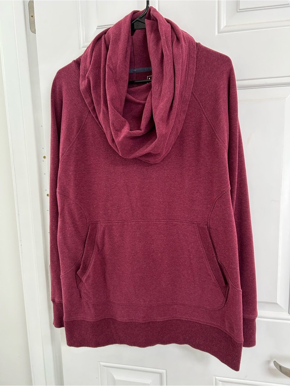 LL Bean Women’s Tunic Top Cowl Collar Pullover Size XL Dark Red